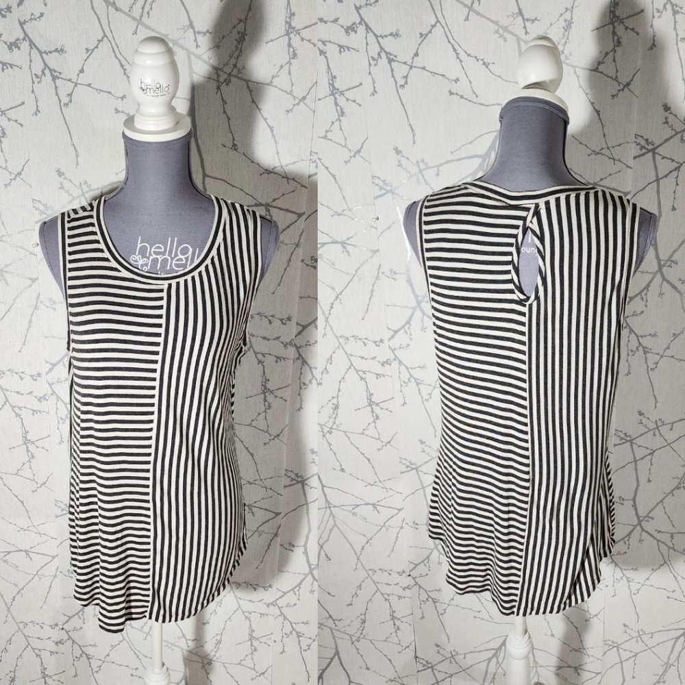 Cabi Black & White Striped Sleeveless Blouse